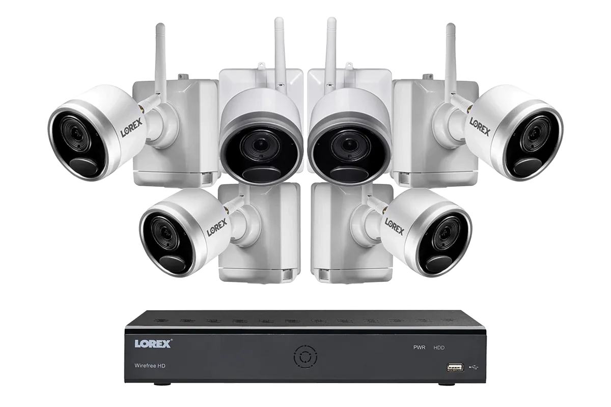 1080p Wire Free Camera System with Six Battery-Powered Cameras, 65ft Night Vision, Two-Way Audio, and a 1TB Hard Drive