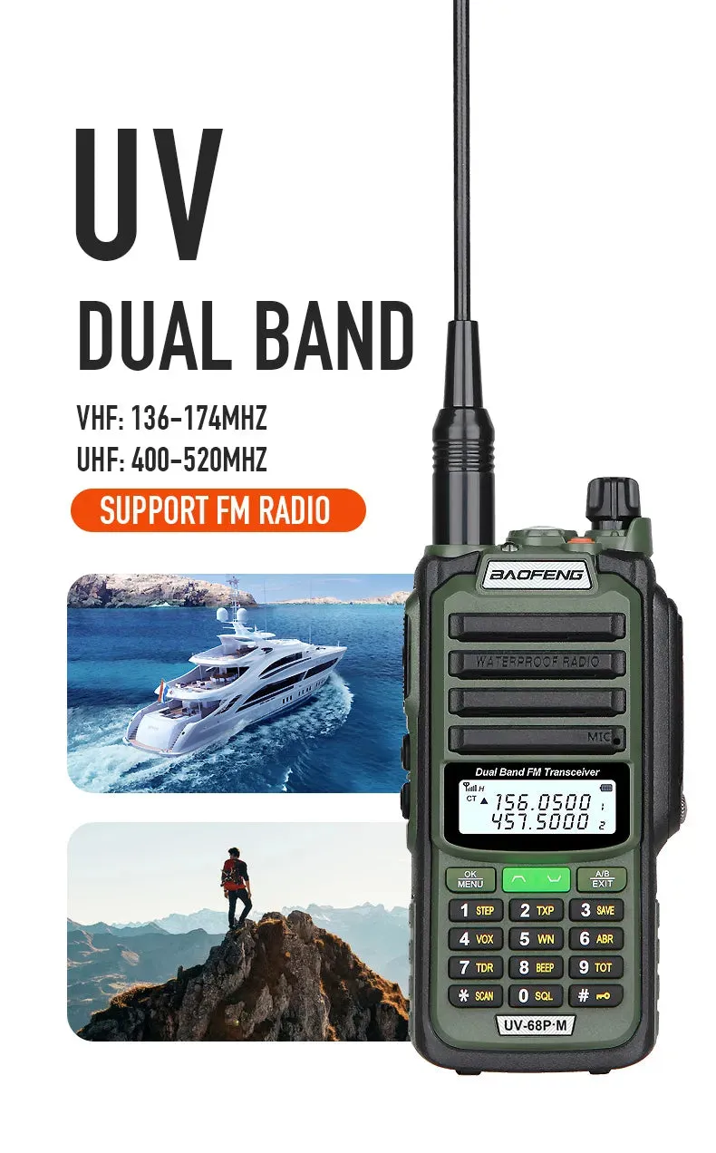 2023 Baofeng UV-68 Pro Max V2 10W IP68 Walkie Talkie Waterproof High Power CB Ham Long Range UV68 portable Two Way Radio hunting