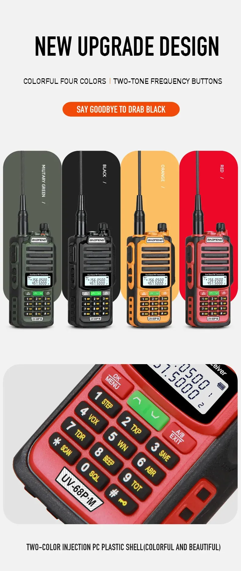 2023 Baofeng UV-68 Pro Max V2 10W IP68 Walkie Talkie Waterproof High Power CB Ham Long Range UV68 portable Two Way Radio hunting