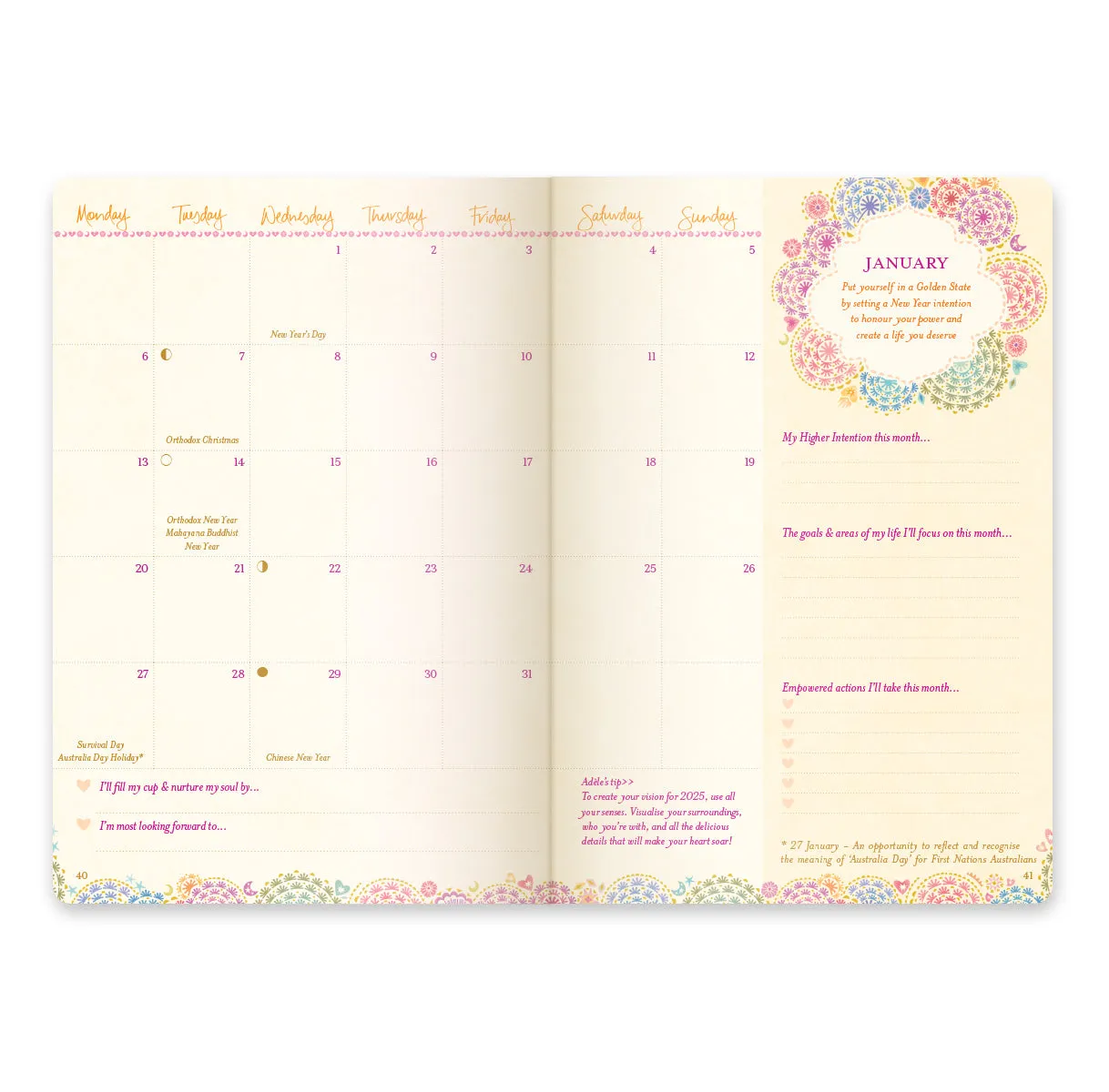 2025 Diary Planner | The Year for Joy & Happiness - Tahitian Turquoise