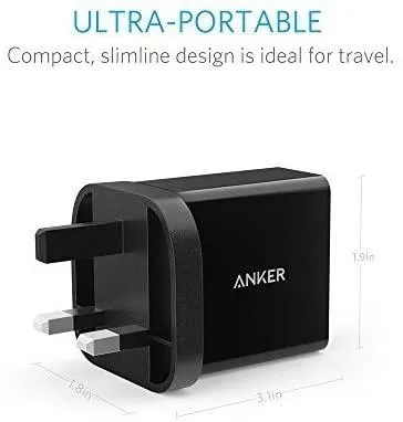 Anker PowerPort 2 Ports Wall Charger - Black