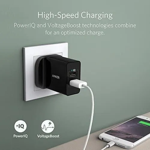 Anker PowerPort 2 Ports Wall Charger - Black