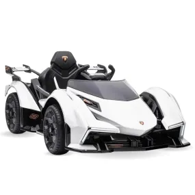 Baby Moo Lambo Ride-On Sports Car | 12V Kids Electric Toy Vehicle | Parental Remote Control | USB MP3 Player | Ages 1-6 - White