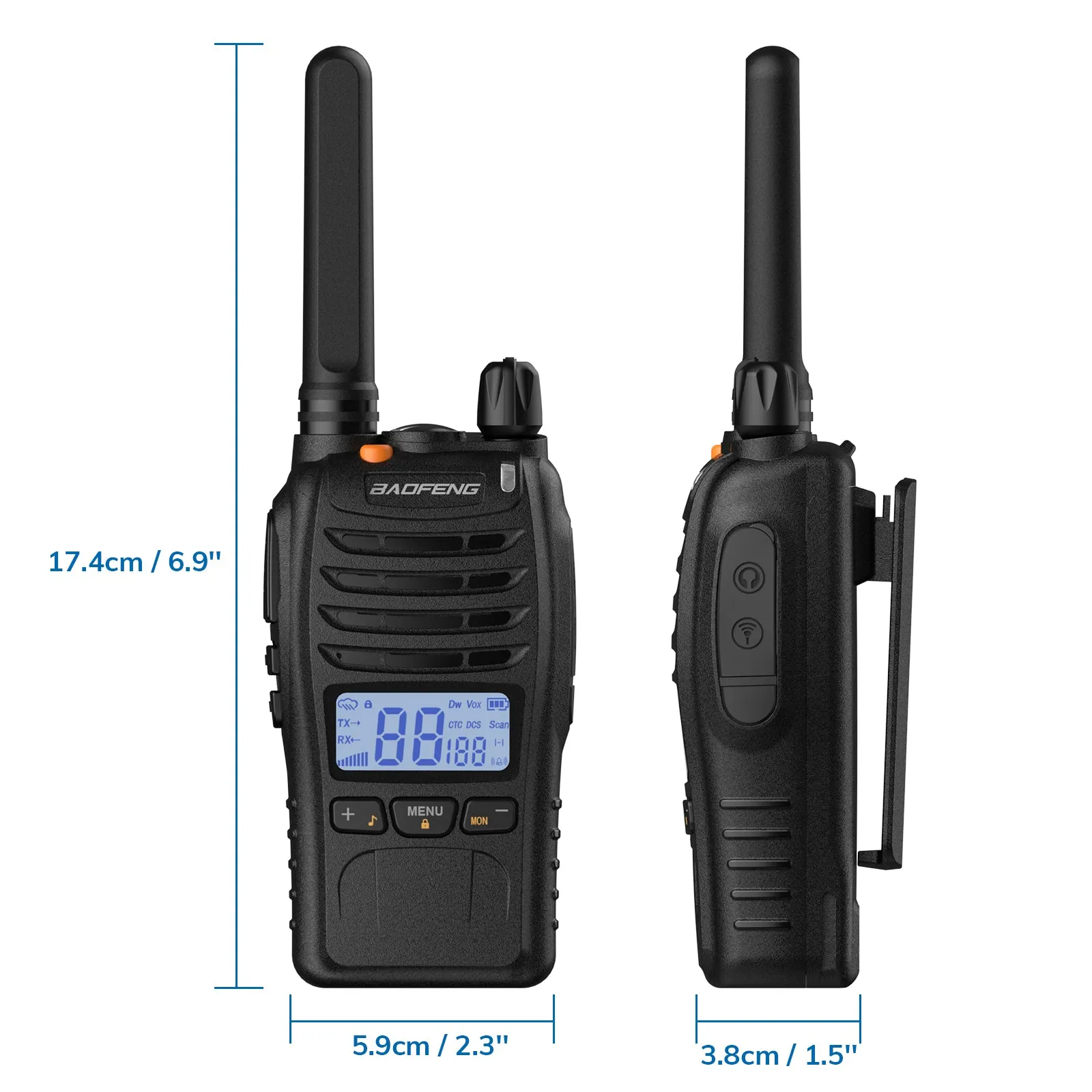 Baofeng BF-88ST Pro [3 Pack] FRS Radio | License-Free | NOAA | VOX | Dual Watch | USB Charger