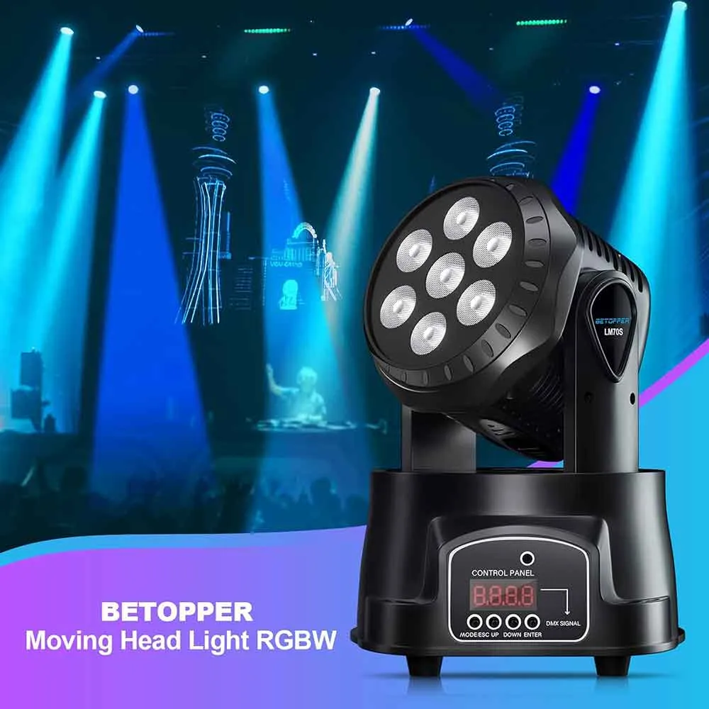 Betopper 7x8W RGBW Moving Head  Lights For KTV DJ Disco Stage