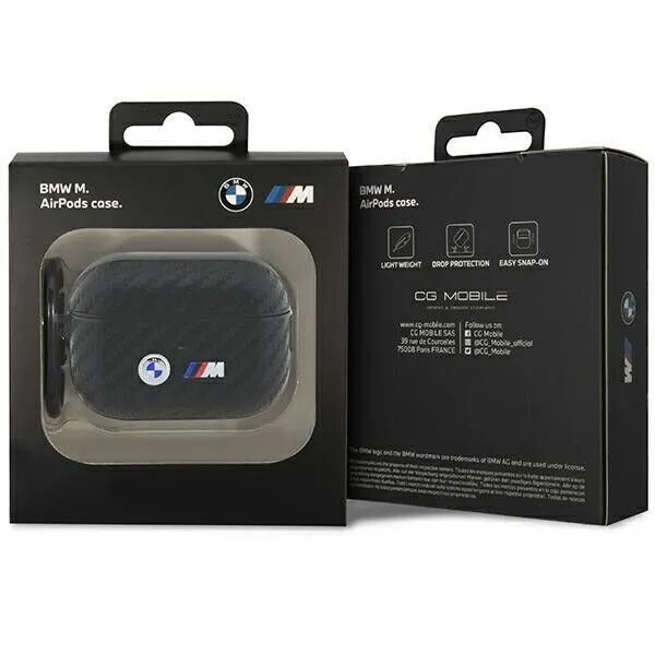 BMW M Series Carbon Double Metal With Ring Case for Airpods Pro 2 Black - BMAP2WMPUCA2