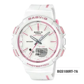 Casio Baby-G PUNTO IT DESIGN BGS-100 Step Tracker For Running Series White Resin Band Watch BGS100RT-7A