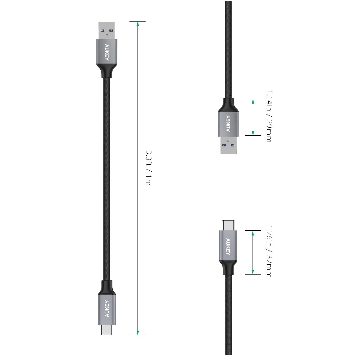 CB-CD2 1m USB-C to USB 3.0 Quick Charge 3.0 High Performance Nylon Braided Cable