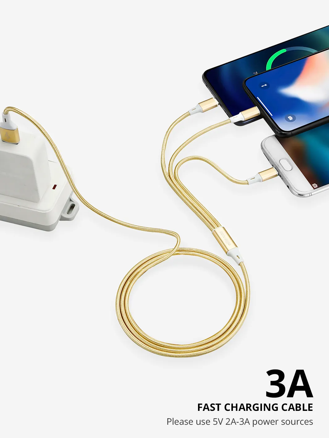 Ellie Rose - Gold 3 in-1 Charging Cable Keychain