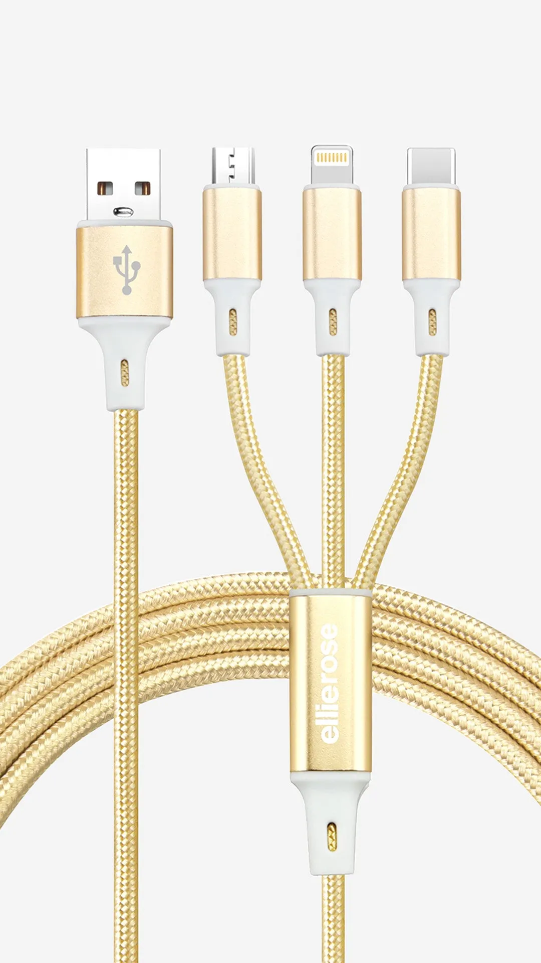 Ellie Rose - Gold 3 in-1 Charging Cable Keychain