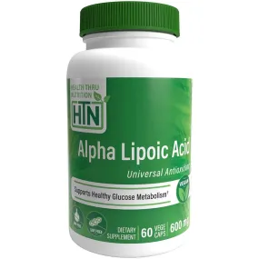 Health Thru Nutrition, Alpha Lipoic Acid (ALA) 600 mg Vegan NON-GMO, 60 Veggie Capsules