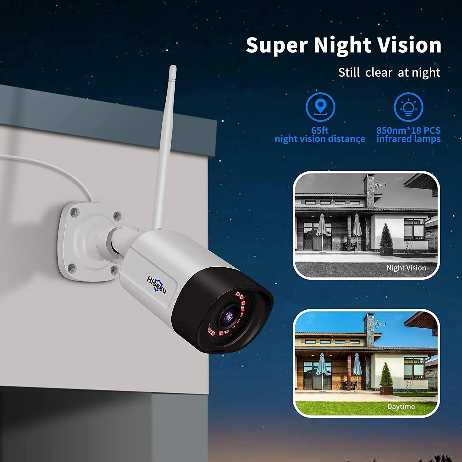 Hiseeu 3MP 5MP Surveillance Cameras, Compatible WiFi System, Work with Alexa TZ-HB312 HB315