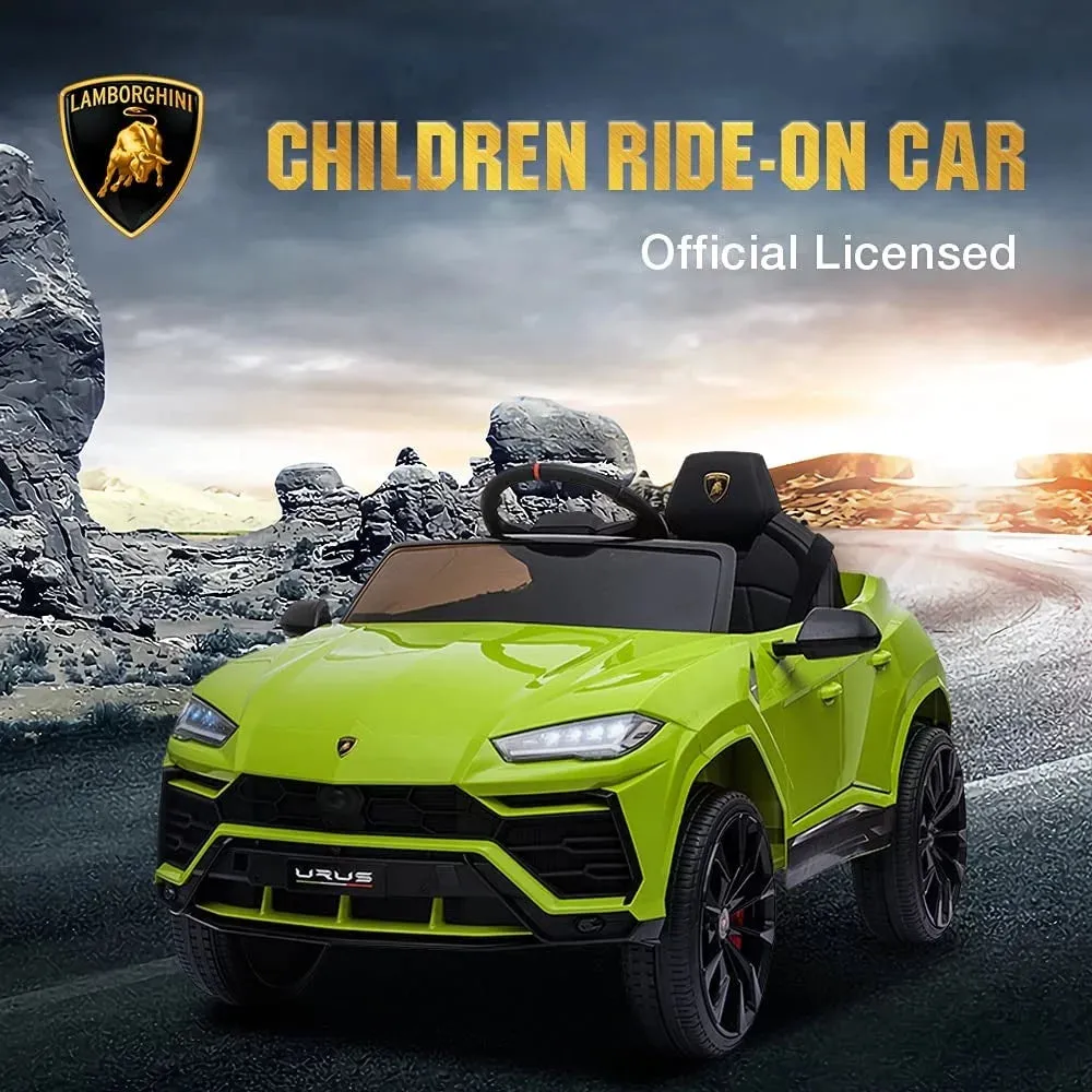 Lamborghini Urus 12V Electric Powered Ride on Car Toys for Girls Boys, Yellow Kids Electric Vehicles Ride on Toys with Remote Control, Foot Pedal, MP3 Player and LED Headlights, CL61