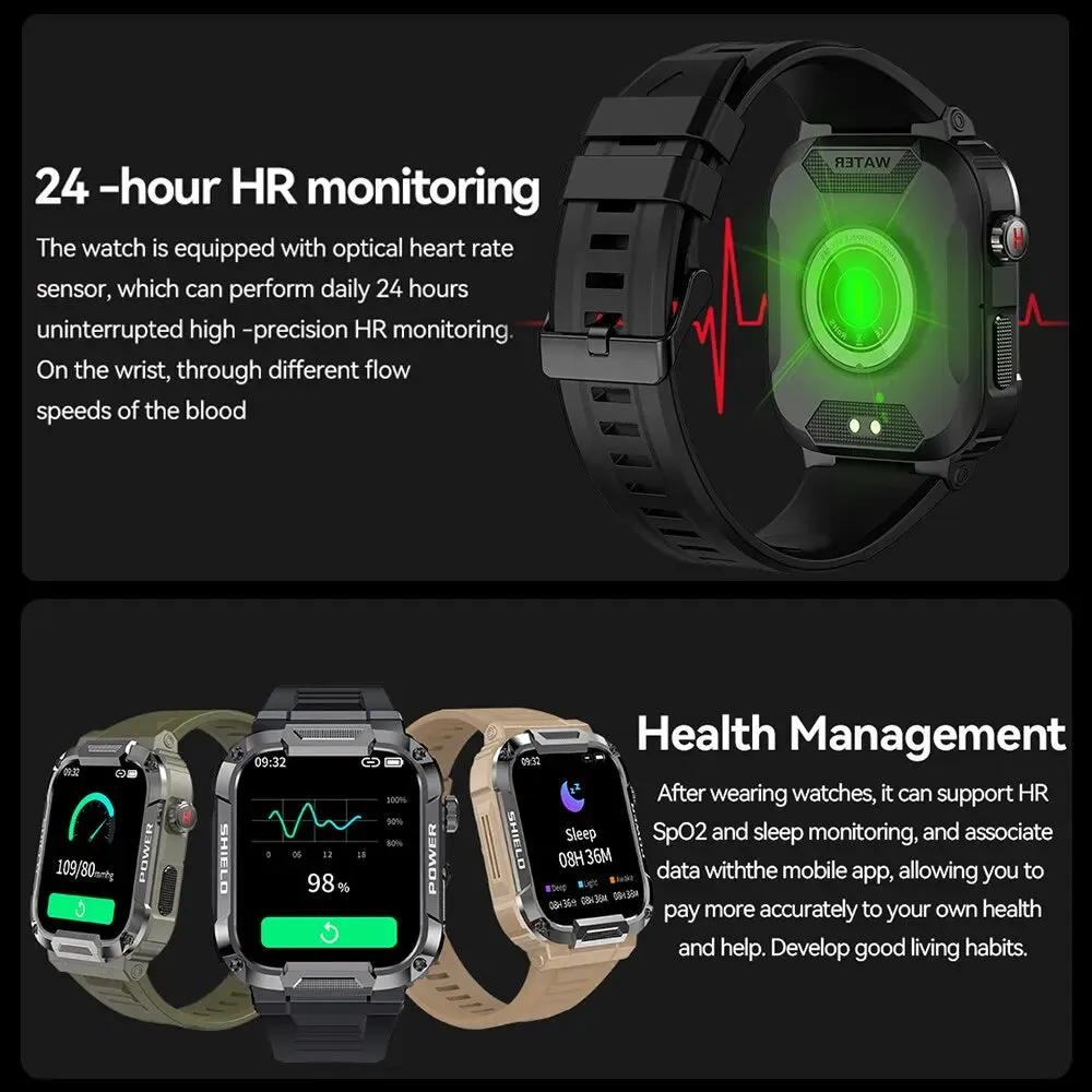 Outdoor Military Smart Watch Men Bluetooth Call Smartwatch For Xiaomi Android IOS Ip68 Waterproof Ftiness Watch