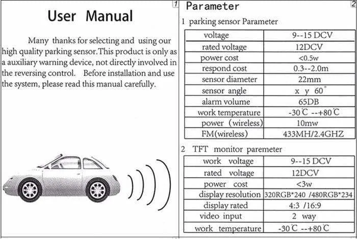 Parking System With Front View Camera and Rear view Camera