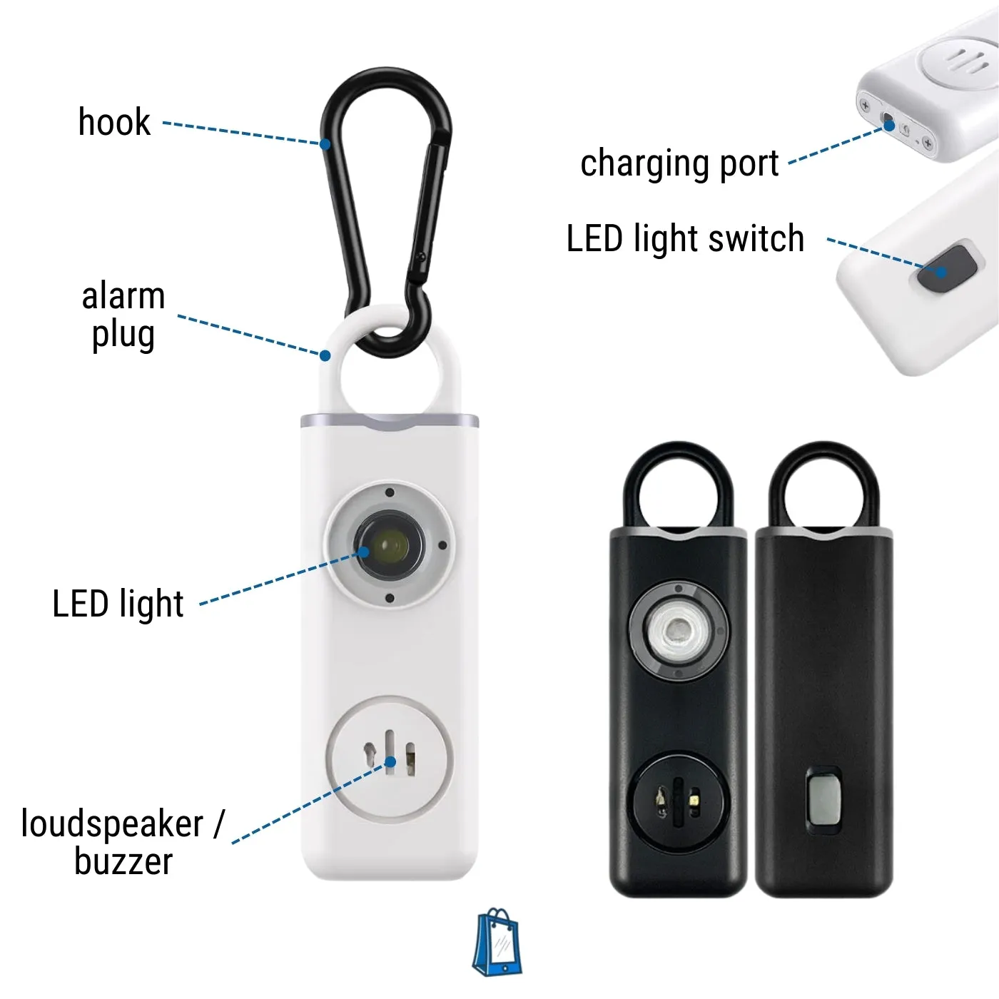 Personal Safe Alarm - Portable Keychain Security Sound Alarm