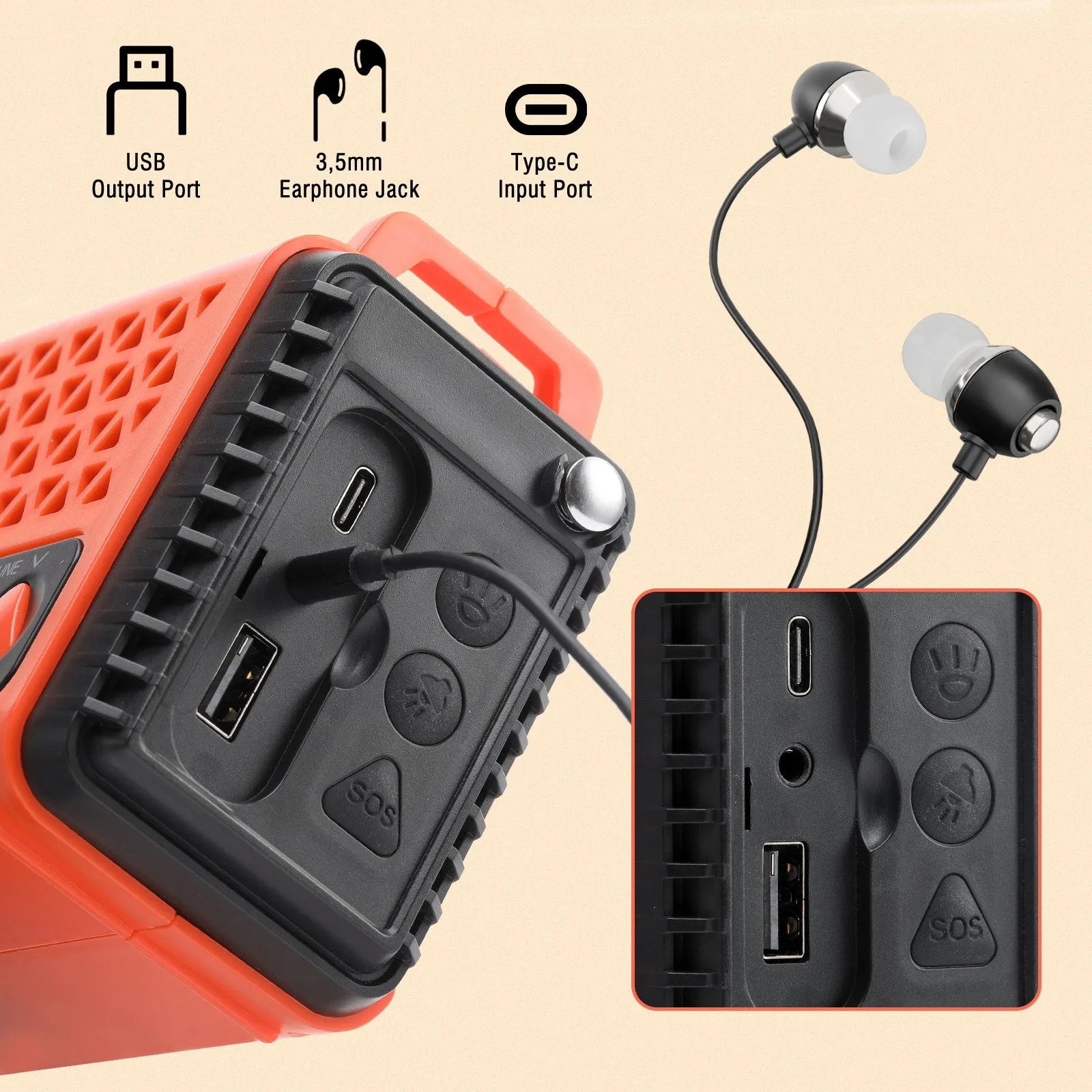 Raddy SD10 Emergency Radio | DAB/DAB /FM/Bluetooth | Solar Crank | Power Bank | SOS | Alarm Clock | Headphone Jack