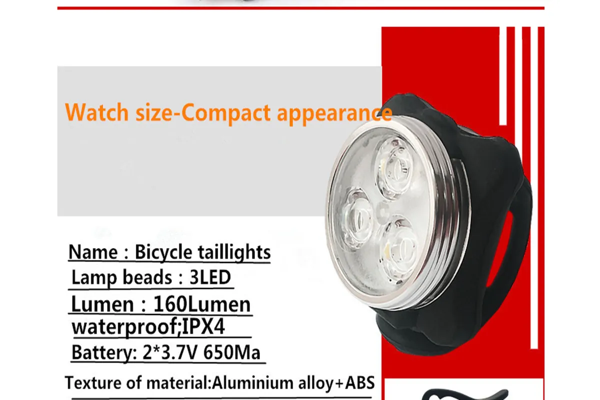 Rechargeable Bike Light Set, Super Bright LED Bicycle Lights Front and Rear, 4 Light Mode Options, 650mah Lithium Battery, Bike Headlight, Waterproof