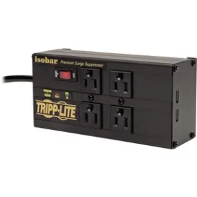 Tripp Lite by Eaton Isobar 4-Outlet Surge Protector, 8 ft. (2.43 m) Cord, Right-Angle Plug, 3330 Joules, 2 USB Ports, Metal Housing