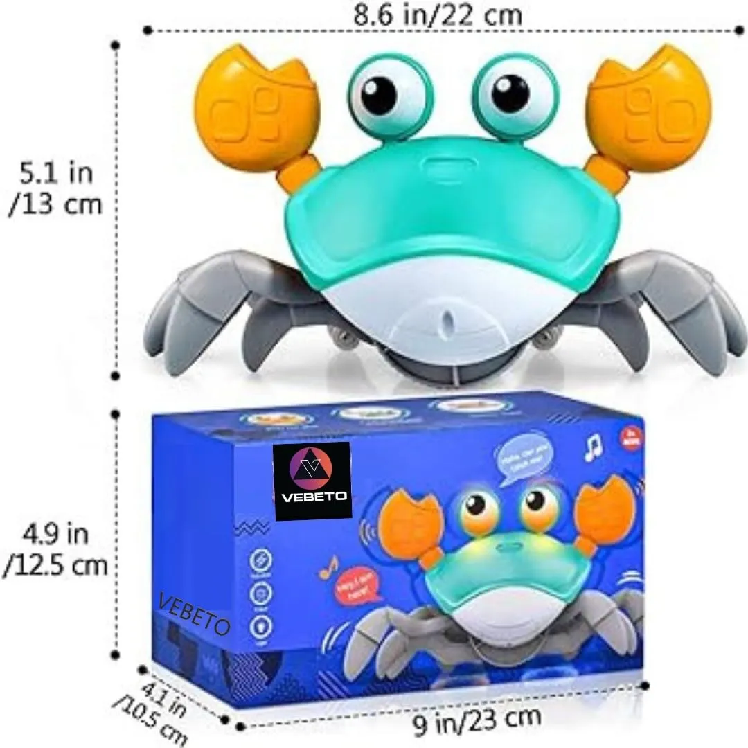 VEBETO Crawling Crab Toys | 1 Year Extended Warranty | Interactive Musical Toy | Automatically Avoid Obstacles | USB Rechargeable | Fun Moving Toy for Kids | Educational Toy | Great Gift for Kids